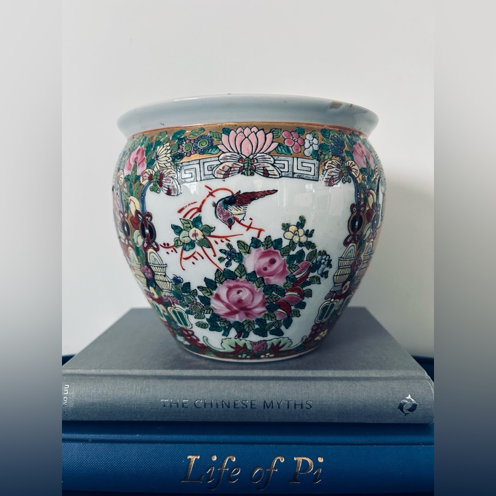 Vintage Chinese Porcelain Fish bowl | Jardiniere | Famille Rose | - Picture 4 of 8
